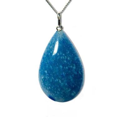 Imagem de Colar Gota Pedra Quartzo Azul Castoação Pino Prata 950 - CristaisdeCur