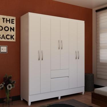 Imagem de Guarda-roupa Casal New Brusque 6 Portas 2 Gavetas Bartira Branco