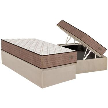 Imagem de Cama Box Baú Solteiro: Colchão Molas Masterpocket Ensacadas Orthoflex Torino Híbrido + Base Crc Suede Clean (88x188)