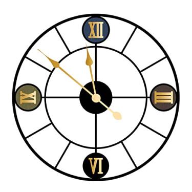 Imagem de Relógio de parede de 40 cm, relógio de metal com algarismos romanos, silencioso interno sem tique-taque para sala de estar, relógios de parede para decoração de cozinha