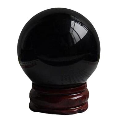 Imagem de Cristais andStones Esfera Obsidiana Preta Bola de Cristal Natural Decoração de Casa Presentes de Adivinhação Mágica Espiritual Atrai Prosperidade Pedras Naturais Doméstico (Cor: Obsidiana Preta