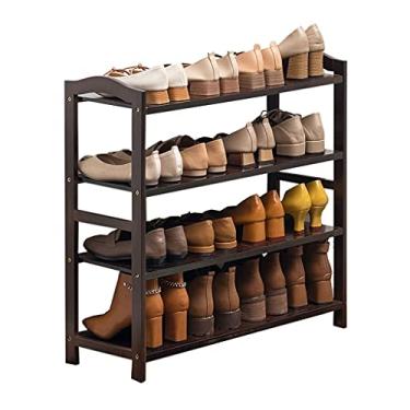 Imagem de Organizador de sapatos rack de armazenamento simples multicamadas tapete de armazenamento empilhável adequado para corredor entrada varanda sapateira marrom (cor: 4camadas, tamanho: 70 cm de largura