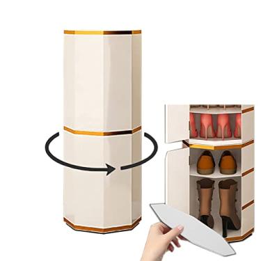 Imagem de Armário de sapatos, suporte giratório para sapatos, organizador de armazenamento com cubo superior, organizador de armazenamento com prateleiras abertas, suporte de sapatos para armário estreito