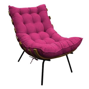 Imagem de Poltrona Decorativa Costela Base Fixa Suede Pink - Doce Sonho Móveis