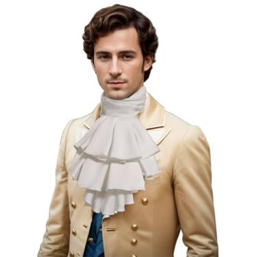Imagem de Unykaflor Cachecol masculino renascentista Jabot Cravat, gravata de casamento medieval vitoriana eduardiana para fantasia de Halloween