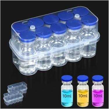 Imagem de Leng Ke Pacote com 2 caixas de peptídeos para geladeira, suporte de frasco de 10 ml para geladeira, 10 compartimentos para insulina e suporte de peptídeos cada, estojo transparente de armazenamento de