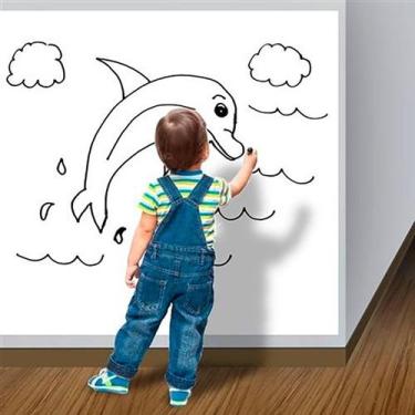 Imagem de Adesivo Lousa Papel De Parede Branco Brilhante 45 cm x 2 Metros Acompa