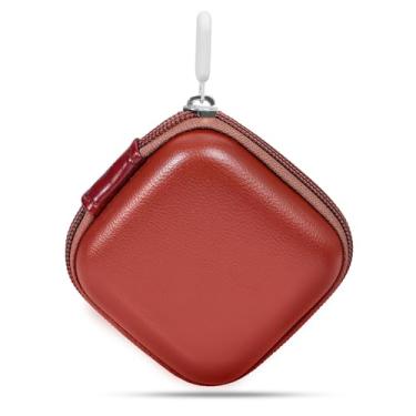 Imagem de MOLOVA Couro PU durável + capa rígida de EVA e bolsos de malha, capa de fone de ouvido e bolsa organizadora de cabos - armazenamento protetor para AirPods, fones de ouvido e fios sem fio, vermelho