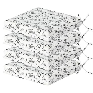 Imagem de Localive Almofada para cadeira de jantar ao ar livre 50,8 cm x 50,8 cm 4 peças - tiras de amarração para ajuste seguro, repelente de água, resistente a UV, 50% tecido reciclado sem PFAS, 3 anos de