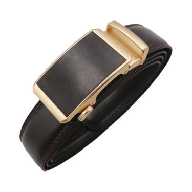 Imagem de Cinto Masculino De Luxo Em Couro Genuíno Preto Com Fivela Automática P