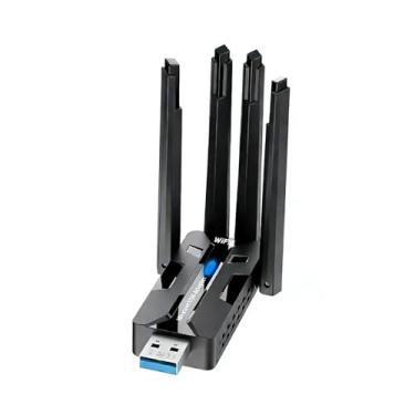 Imagem de Adaptador WiFi de 1800 Mbps para desktop, dongle de rede USB 3.0 sem fio com 4 antenas de alto ganho de 5 dBi, banda dupla de 2,4 GHz/5 GHz para laptop, compatível com Windows 11/10/8/7 - AX1840