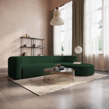 Imagem de Sofá Modular Sala de Estar Decoração Luxo 265cm Lado Esquerdo Suede Celinne Luxuoso Verde