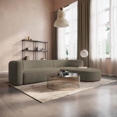 Imagem de Sofá Modular Sala de Estar Decoração Luxo 265cm Lado Esquerdo Suede Celinne Luxuoso Cappuccino