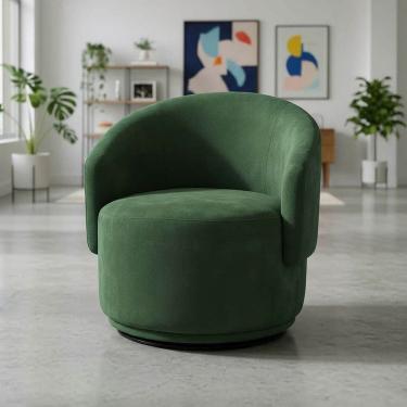 Imagem de Poltrona Decorativa Giratória Sala de Estar Recepção Suede Jasmine Verde