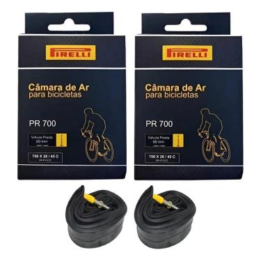 Imagem de 2 Câmaras De Ar Bicicleta Aro 700X28 45C Pirelli 60Mm Presta