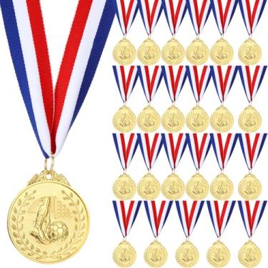 Imagem de Quelay 24 medalhas para vencedor de prêmios, medalhas de futebol de metal de 5 cm com fitas de prêmio para estudantes, adultos, participação, competições, eventos esportivos
