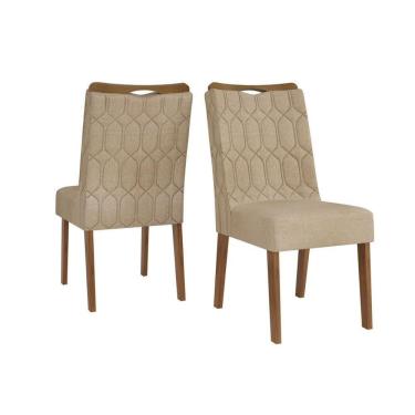 Imagem de Cadeira Sala De Jantar Bia Freijó-linho Saara Bege - Dj Móveis