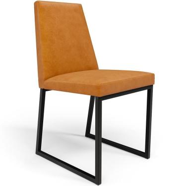 Imagem de Cadeira Sala De Jantar Base Aço Industrial Preto L02 Whisky