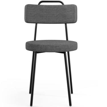 Imagem de Kit 04 Cadeiras Decorativas Estofada Sala De Jantar Barcelona L02 Linho Cinza Escuro - Lyam Decor