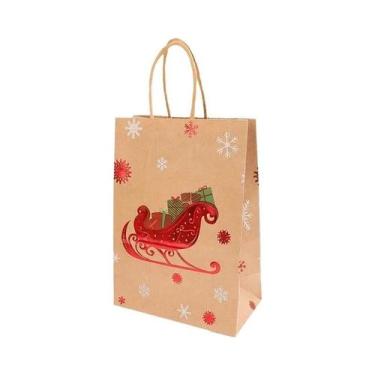 Imagem de Sacolas De Papel Kraft Para Presentes De Natal Do Papai Noel 2024, Emb