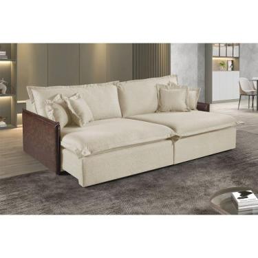 Imagem de Sofá Martins M-160 Linho 02 Módulos de 80cm Braço 7cm Estofados Martin