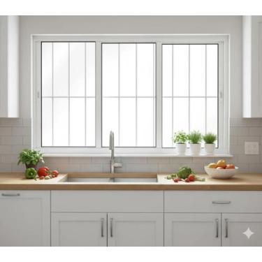 Imagem de Janela de Correr 3 Folhas Com Grade Max Alumínio Branco 100x120 Linha 