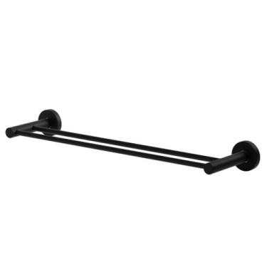 Imagem de Porta Toalhas Toalheiro Duplo 65cm Preto Fosco Atenas - Grego Metal