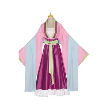 Imagem de Vestido Rosa plus Size Maomao Cosplay Peruca Anime the Apothecary Para