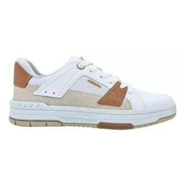 Imagem de Tênis Pegada Casual Couro London Conforto Feminino Branco Off Bege-Feminino
