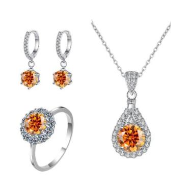 Imagem de Conjunto de Joias com Charme Moissanita - Prata Esterlina 925 - Anel, 