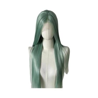 Imagem de Peruca Sintética Longa Lisa Loiro Platina 26 Polegadas 13x4 Lace Front