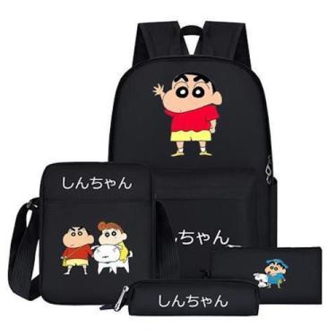 Imagem de Conjunto de mochilas escolares Crayons Shins chans Cartoon Kids 4 unid