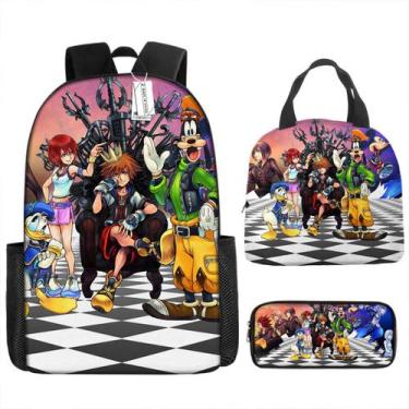Imagem de Conjunto de mochilas Kingdoms Hearts Anime, 3 peças para mochila escol