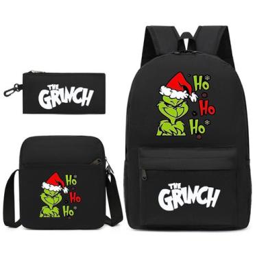 Imagem de Conjunto de mochilas Grinch's Christmas Cartoon Kids School Nylon - yi