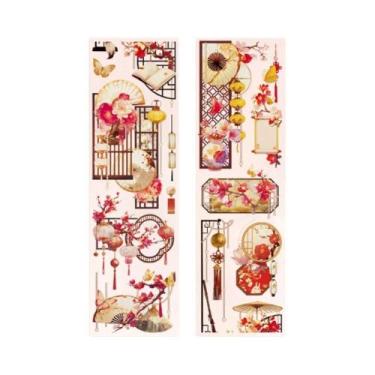 Imagem de Fita Adesiva PET Recortada Estilo Nacional Com Efeito Concha, 4 Estilo