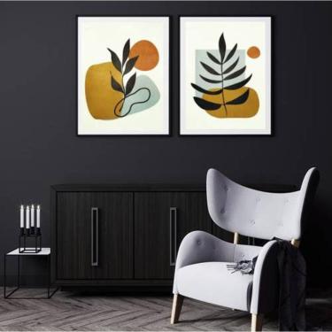Imagem de Kit 2 Quadros Decorativos Folhas Marrom