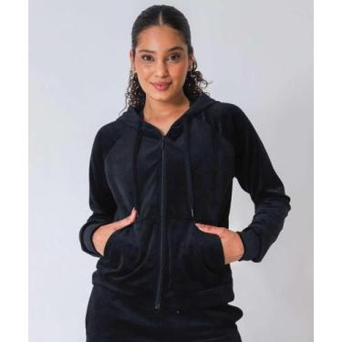 Imagem de Casaco Feminino Fitness Plush Capuz Marisa Preto-49979, Preto, M