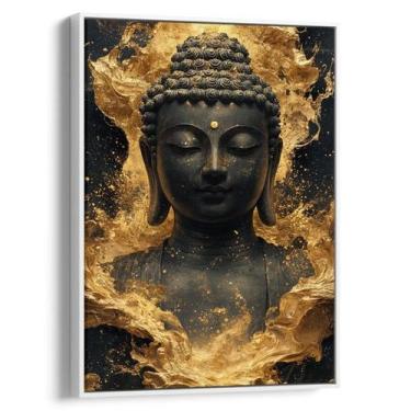 Imagem de Quadro Buda Iluminado Em Aura Dourada - Mioquadros, 160x100 cm, Branco