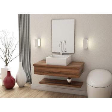 Imagem de Bancada Metrópole 806w 80cm C/cuba Q355 e Espelheira - Compace, Branco