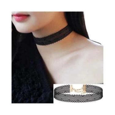 Imagem de Colar Choker Feminino De Veludo Preto, Pingente De Renda Vintage Com E