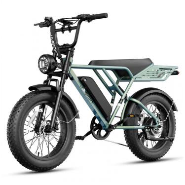 Imagem de Bicicleta elétrica Jasion RetroVolt Pro verde, pneus 20x4, motor 750W pico 3000W, bater...
