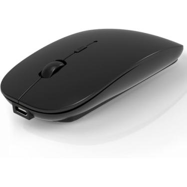 Imagem de AE WISH ANEWISH Mouse Bluetooth para Laptop/iPad/iPhone/Mac (iOS 13.1.2 e superior)/PC Android, mouse sem fio fino USB recarregável silencioso compatível com Windows/Linux/Notebook/Mac/MacBook Air, preto