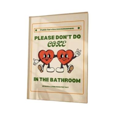 Imagem de Pintura Em Tela De Corações Animados Bege Estilo Retrô Sem Coca-Cola P