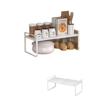 Imagem de Prateleira De Armazenamento Multi-Nível Expansível De Metal Branco Ref