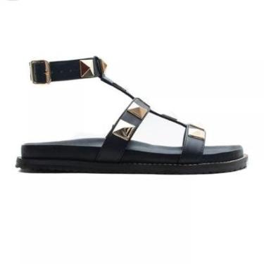 Imagem de Sandália Feminina Ana Laura Aplique Preta - 22450-Feminino