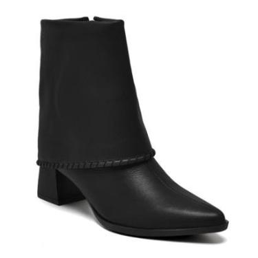 Imagem de Bota Social Couro de Capa Via Marte 340-002-01 Feminina - Preta-Feminino