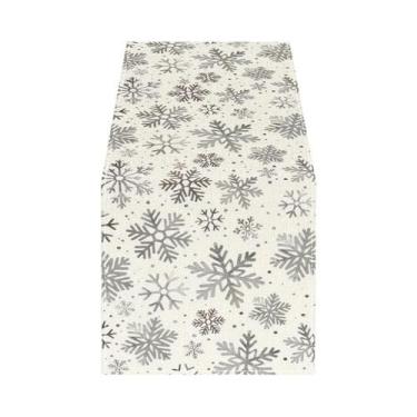 Imagem de Caminho De Mesa De Linho Com Estampa De Flocos De Neve Para Festas De 