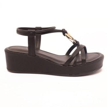 Imagem de Sandália Sapato da Corte Anabela Salto Médio Anel, S preto, 36