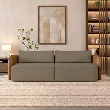 Imagem de Sofá Living Sala de Estar Abel 240cm Bipartido pés de Madeira PU/Velud