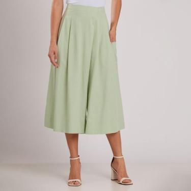 Imagem de Calça Pantacourt Pantalona Algodão Miss joy 8482 Verde Claro Cor:Verde